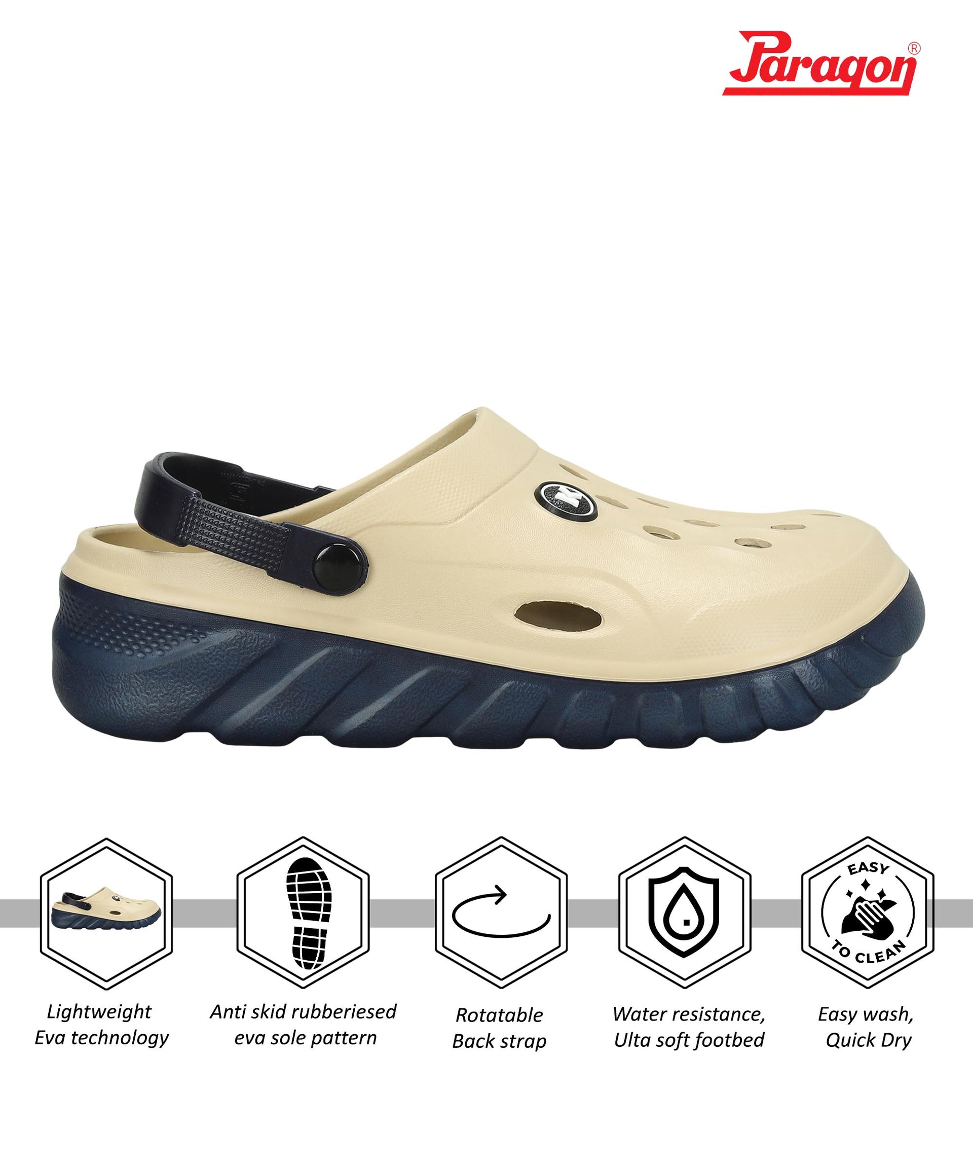 Paragon Men's Beige Clogs | Daily wear, Lightweight & Durable