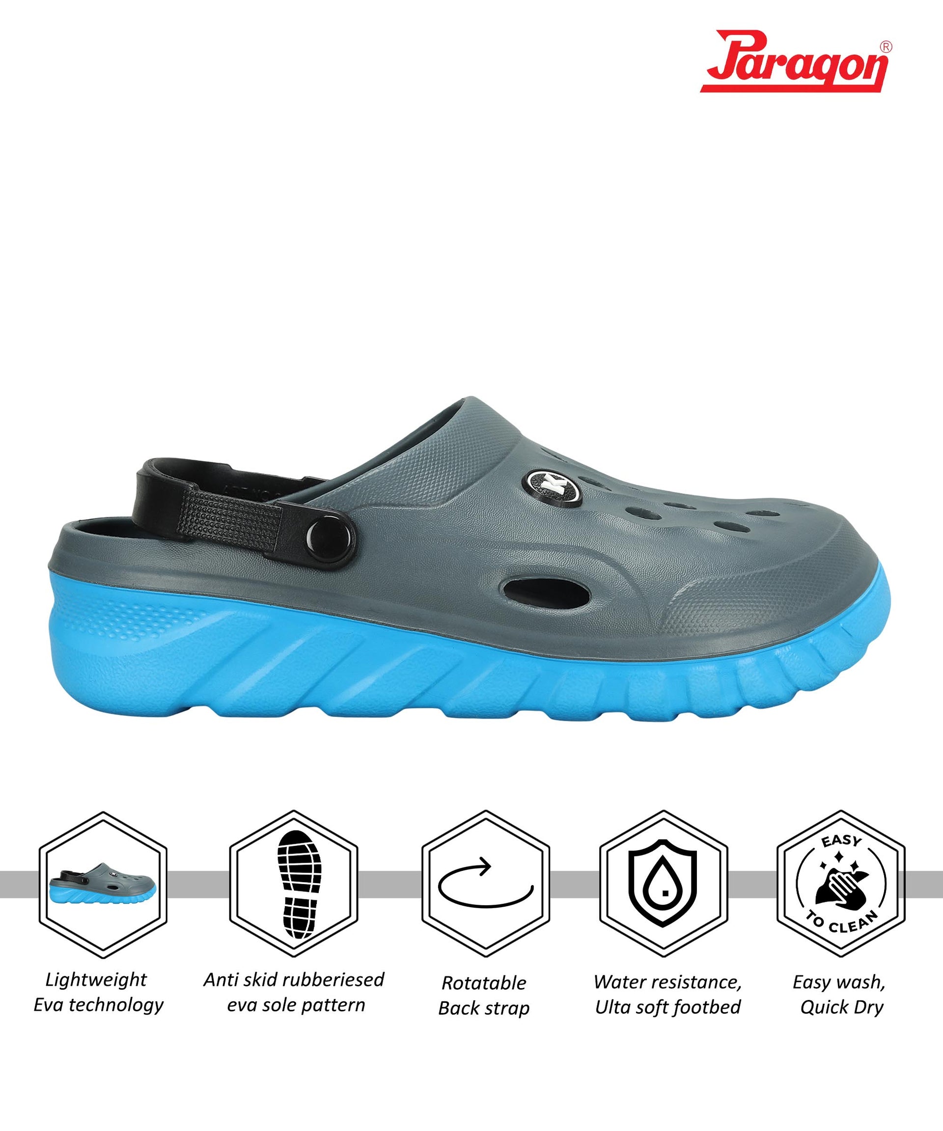 Paragon Men's Grey Clogs | Daily wear, Lightweight & Durable