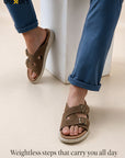 Eeken Men Sandals Comfortable Dual Buckle Cross Strap for Daily Casual and Outdoor Use