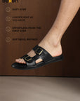 Eeken Men Comfort Sandals Double Buckle Easy Wear Slip On for Casual Daily use