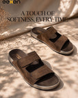Eeken Men Sandals Velcro Strap Casual Slip On For Daily Use with Cushioned Footbed