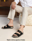 Eeken Men Sandals Double Buckle Casual Daily Use Slip On for All day Comfort