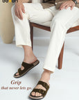 Eeken Men Sandals Leightweight Dual Buckle Slip On for Daily Use