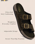 Eeken Men Sandals Leightweight Dual Buckle Slip On for Daily Use