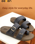 Eeken Men Casual Sandals Soft Footbed | Toe Ring Buckle Strap Slip On | Sleek Dual Strap styling for Daily Outdoor Use
