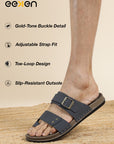 Eeken Men Casual Sandals Soft Footbed | Toe Ring Buckle Strap Slip On | Sleek Dual Strap styling for Daily Outdoor Use