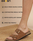 Eeken Men Casual Sandals Cushioned Footbed | Premium finish | Sturdy Grip| Dual Buckle Two Strap Slip On for Daily Outdoor Use