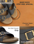 Eeken Men Casual Sandals Cushioned Footbed | Premium finish | Sturdy Grip| Dual Buckle Two Strap Slip On for Daily Outdoor Use