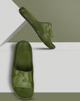 Paragon EVK10924G Men's Waterproof Olive Sliders with Comfortable Sole