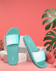 Paragon Women's Ice Green Sliders with Cushioned Sole for Everyday Use