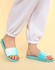 Paragon Women's Ice Green Sliders with Cushioned Sole for Everyday Use