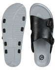 Paragon Men's Black Grey Slip-on Sandals for Men | Comfortable Sole & Durable