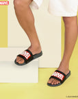 Marvel EVMK10922G Men's Black Sliders | Trendy Sliders with Durable & Cushioned Sole Construction | Waterproof & Lightweight, Perfect for Everyday Casual Wear