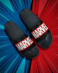 Marvel EVMK10922G Men's Black Sliders | Trendy Sliders with Durable & Cushioned Sole Construction | Waterproof & Lightweight, Perfect for Everyday Casual Wear