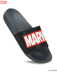 Marvel EVMK10922G Men's Black Sliders | Trendy Sliders with Durable & Cushioned Sole Construction | Waterproof & Lightweight, Perfect for Everyday Casual Wear