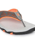 Paragon Grey and Orange Ultra-Durable Everyday Flip Flops for Men