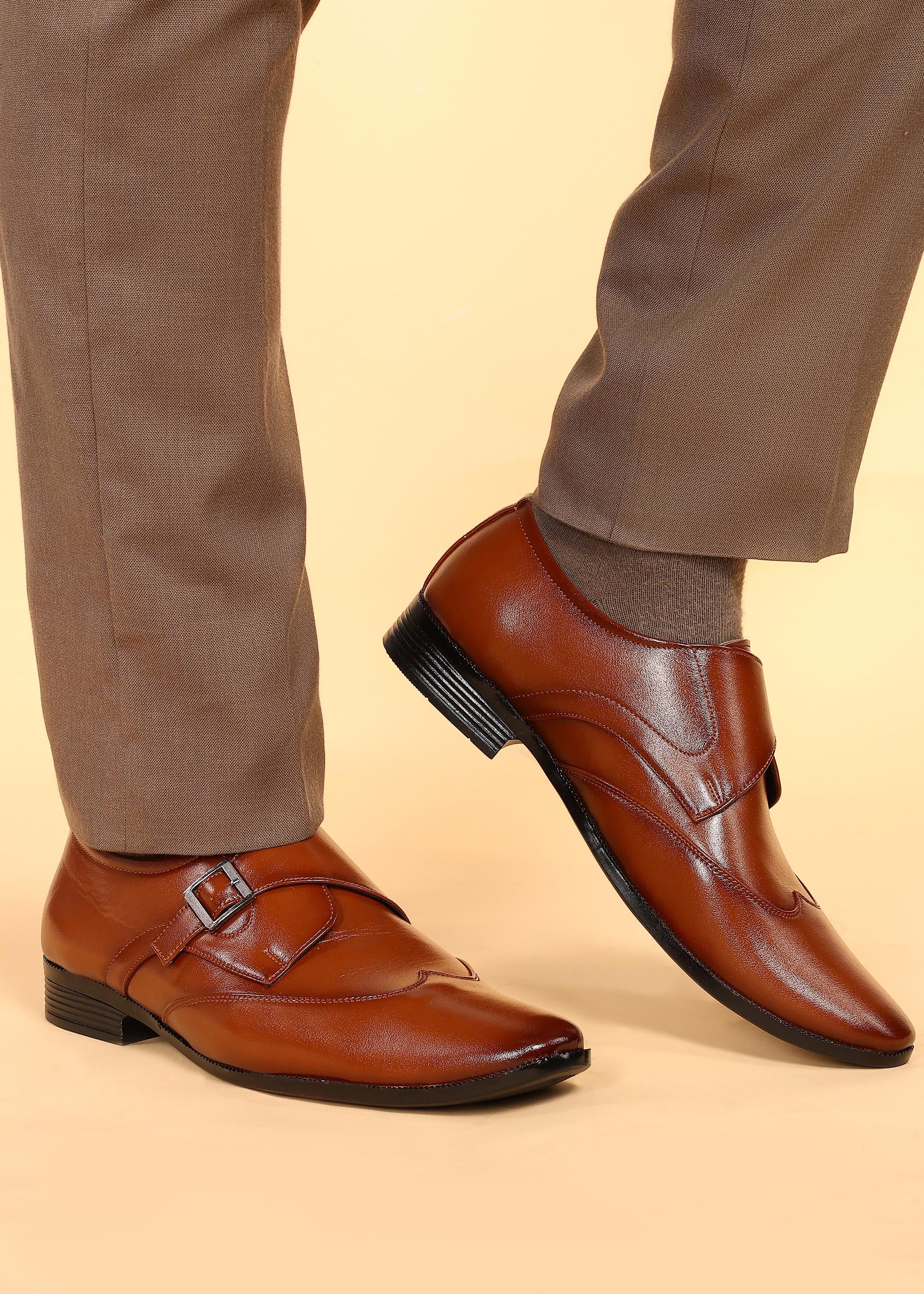 Paragon Men's Tan Formal Shoes with Buckle| Durable & Sturdy for Outdo Paragon Footwear Paragon Men's Tan Formal Shoes with Buckle| Durable & Sturdy for Outdo Paragon Footwear