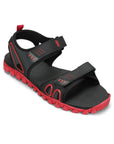 Paragon Men's Stylish Lightweight & Durable Black Red Velcro Dailywear Sandals