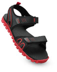 Paragon Men's Stylish Lightweight & Durable Black Red Velcro Dailywear Sandals