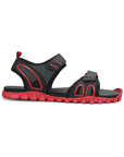 Paragon Men's Stylish Lightweight & Durable Black Red Velcro Dailywear Sandals