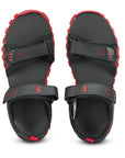 Paragon Men's Stylish Lightweight & Durable Black Red Velcro Dailywear Sandals