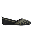 Paragon Women's Bow Black Ethnic Design | Soft Cushioned & Lightweight | Slip-On Flats