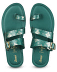 Paragon Women's Slip On Flat Green Sandals | Durable Dailywear Sandals