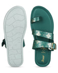 Paragon Women's Slip On Flat Green Sandals | Durable Dailywear Sandals