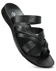 Paragon Men's Slip-on Black Sandals for Men | Comfortable Sole & Durable