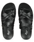 Paragon Men's Slip-on Black Sandals for Men | Comfortable Sole & Durable