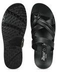 Paragon Men's Slip-on Black Sandals for Men | Comfortable Sole & Durable