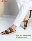 Paragon Men Sandals Dual Buckle Flat Slip On for Comfortable Cushioned Soft Footbed for All Day Use