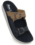 Paragon Men Sandals Dual Buckle Flat Slip On for Comfortable Cushioned Soft Footbed for All Day Use