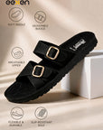 Paragon Men Sandals Dual Buckle Flat Slip On for Comfortable Cushioned Soft Footbed for All Day Use