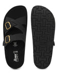 Paragon Men Sandals Dual Buckle Flat Slip On for Comfortable Cushioned Soft Footbed for All Day Use