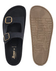 Paragon Men Sandals Dual Buckle Flat Slip On for Comfortable Cushioned Soft Footbed for All Day Use