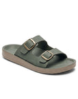 Paragon Men Sandals Dual Buckle Flat Slip On for Comfortable Cushioned Soft Footbed for All Day Use