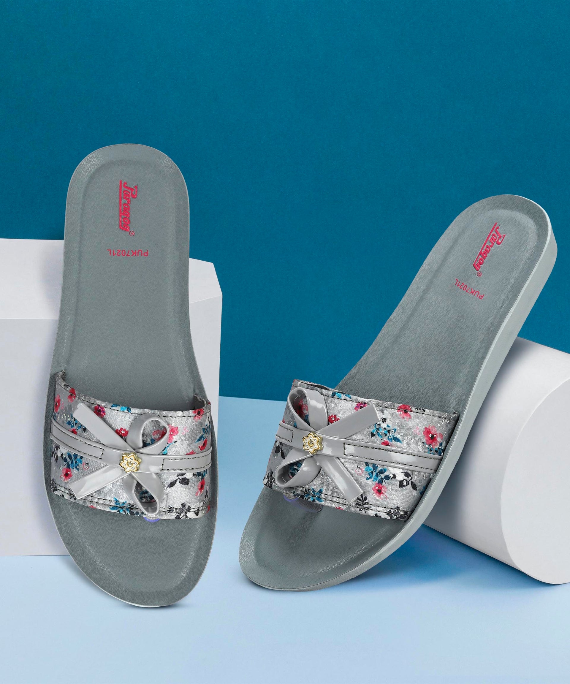 Paragon Women's Grey Sliders with Cushioned Sole for Everyday Use