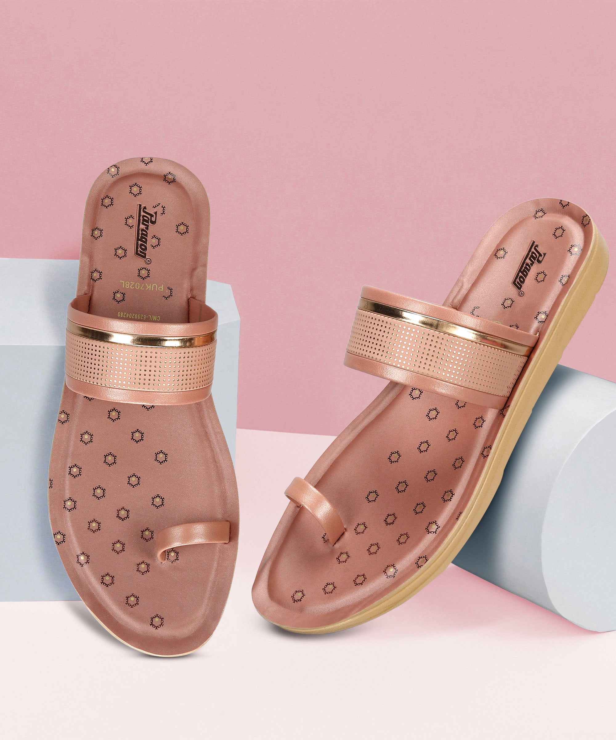 Paragon Women's Slip On Flat Pink Sandals Durable Dailywear