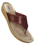 Paragon Women's Slip On Flat Maroon Sandals | Durable Dailywear Sandals
