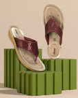 Paragon Women's Slip On Flat Maroon Sandals | Durable Dailywear Sandals