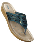 Paragon Women's Slip On Flat Peacock Blue Sandals | Durable Dailywear Sandals