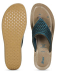 Paragon Women's Slip On Flat Peacock Blue Sandals | Durable Dailywear Sandals