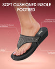 Paragon PUK7036L_BLK Women Fashion Wedges | Lightweight Slip-On Slippers with Cushioned Footbed & Strong Grip Sole
