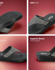Paragon PUK7036L_BLK Women Fashion Wedges | Lightweight Slip-On Slippers with Cushioned Footbed & Strong Grip Sole
