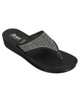 Paragon PUK7036L_BLK Women Fashion Wedges | Lightweight Slip-On Slippers with Cushioned Footbed & Strong Grip Sole