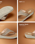 Paragon PUK7036L_TAN Women Fashion Wedges | Lightweight Slip-On Slippers with Cushioned Footbed & Strong Grip Sole