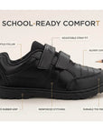 Paragon Velcro Black School Shoes for Boys | Comfortable Soft Cushion Sole
