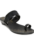 Women's Black PVC Mascara Sandals