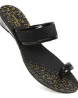 Women's Black PVC Mascara Sandals